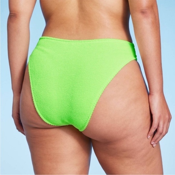 NWT V-Front High Waist Extra High Leg Cheeky Bikini Bottom - Bright Green - Picture 5 of 12